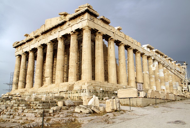 Imagem do Partenon como símbolo do poder do governo no estado.