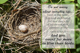 Do not worry about everyday life... you count far more to Him than birds. Matthew 6:25-26