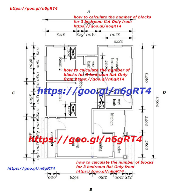 how to calculate the number of blocks for 3 bedroom flat