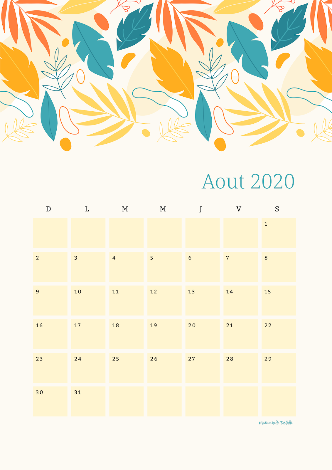 Fond Ecran Calendrier Aout 2023 Calendrier Et Fonds D'écran D'août 2020 À Télécharger - Mademoiselle  Farfalle