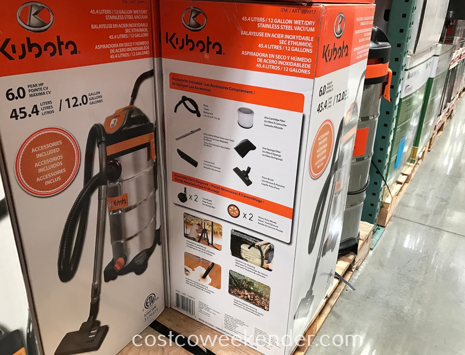 Kubota 12 Gallon Wet/Dry Stainless Steel Vacuum Costco Weekender