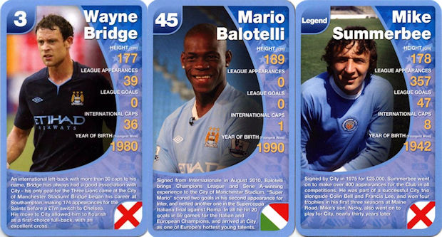 Top Trumps Manchester City 1970s 1980s Single Football Cards Various Players 