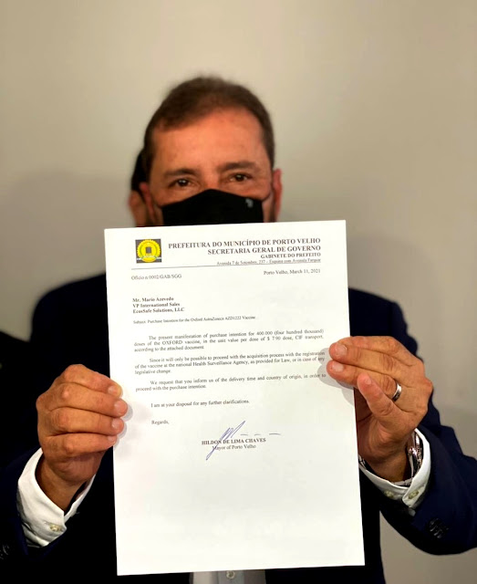 Prefeitura de Porto Velho cancela carta de crédito para compra de vacinas da AstraZeneca