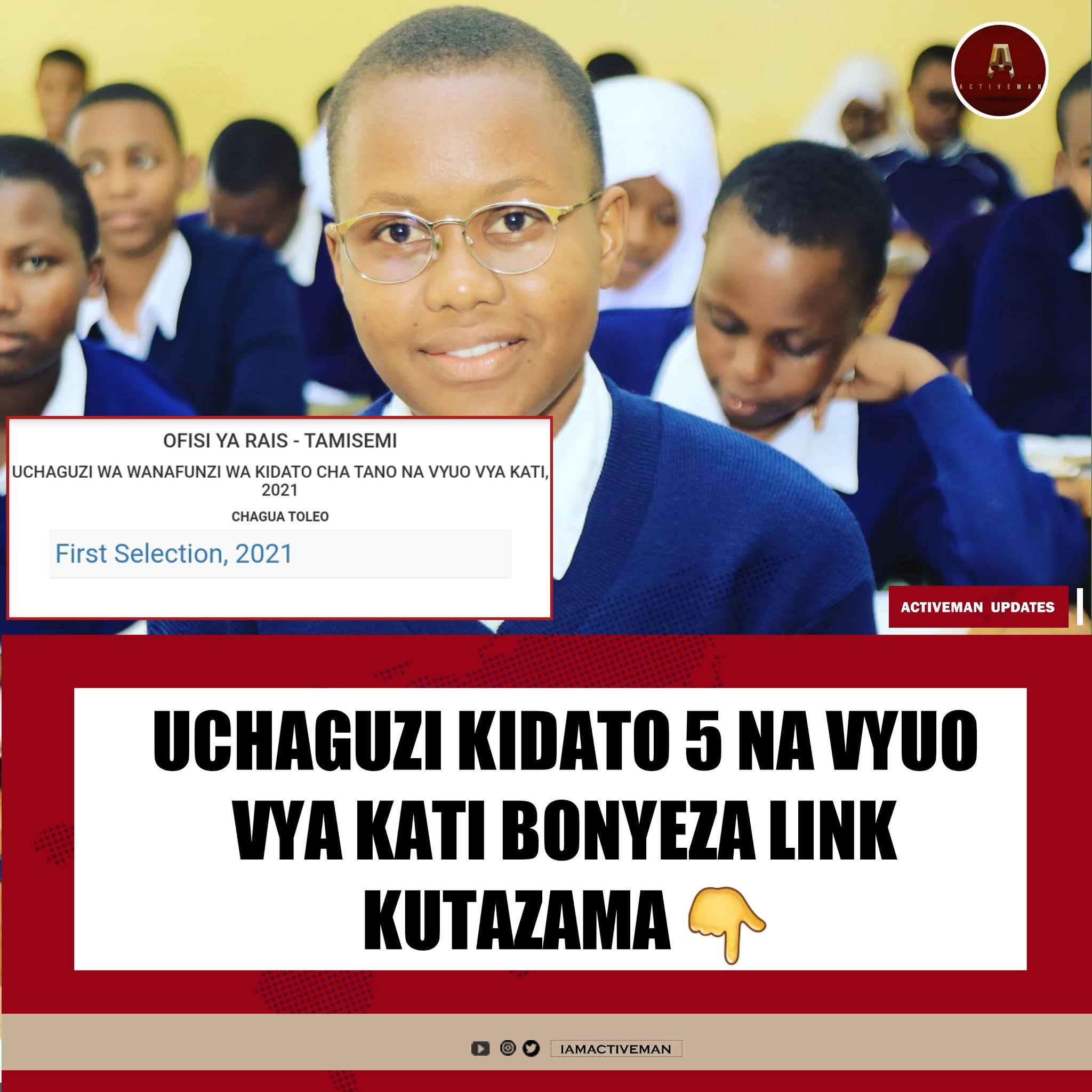 WALIOPANGIWA KIDATO CHA TANO, NA VYUO VYA KATI