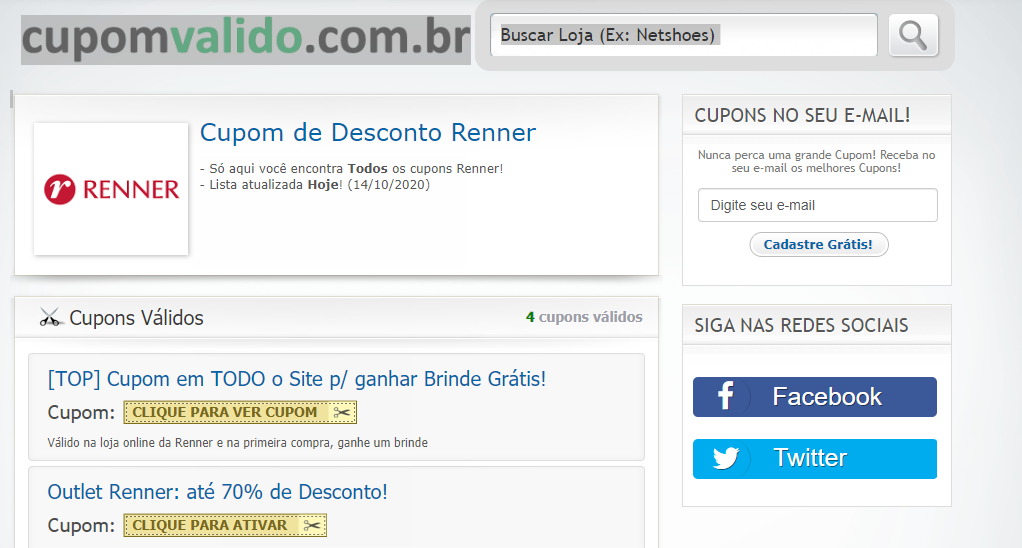 Descontos nas compras online com cupons de desconto