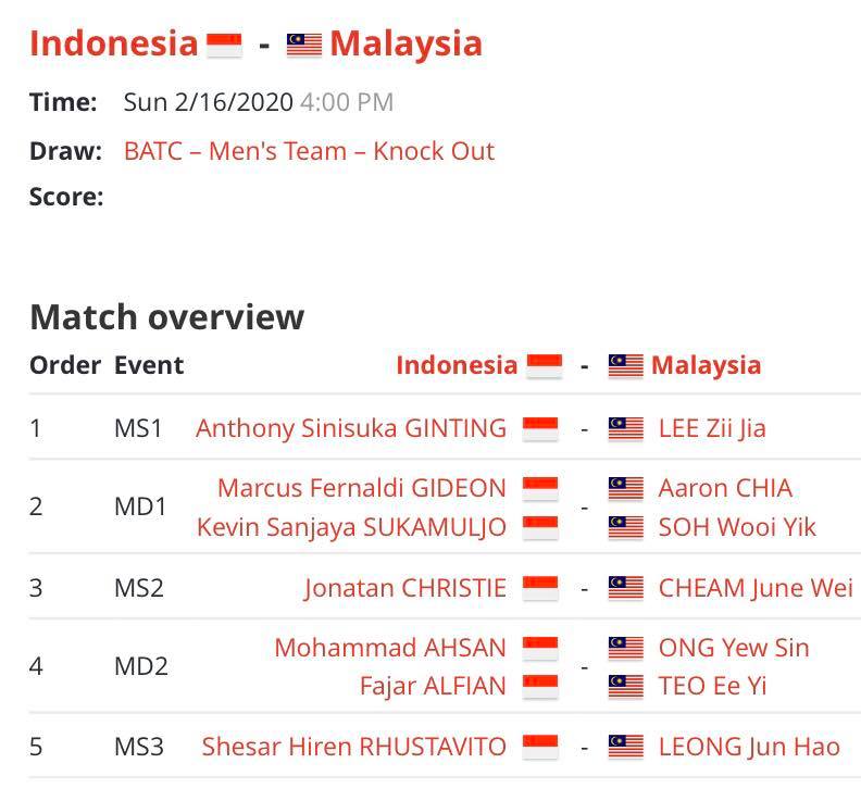 Badminton malaysia vs indonesia