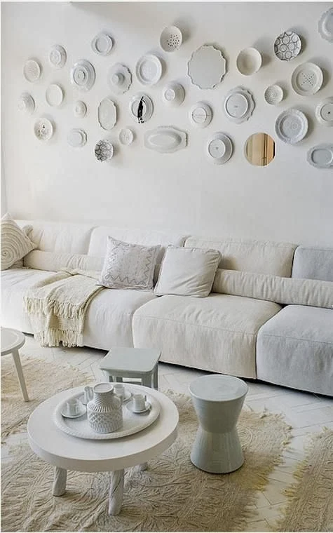 modern white and cream living room