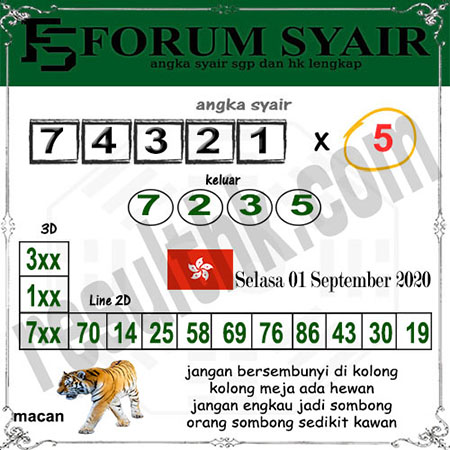 Forum Syair HK Selasa 01 September 2020
