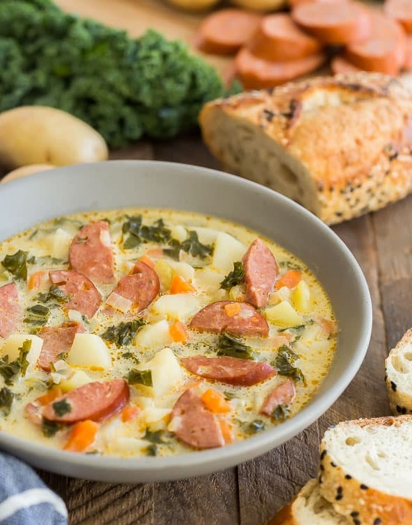 SAUSAGE POTATO SOUP WITH KALE