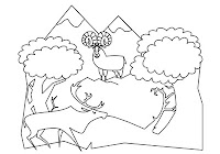 Bears and owl in free forest animals coloring book by Robert Aaron Wiley for Microsoft Office Online