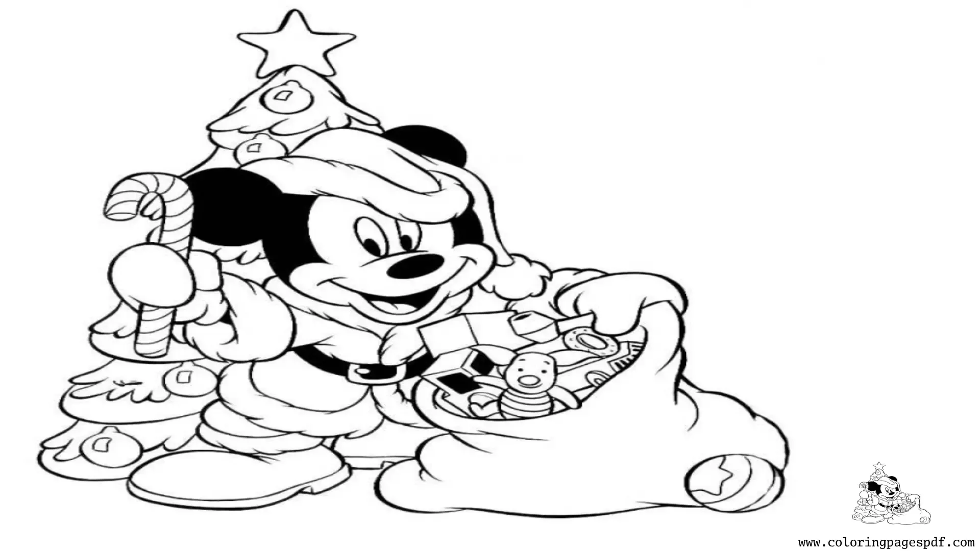 Coloring Page Of Mickey Mouse Giving Gifts