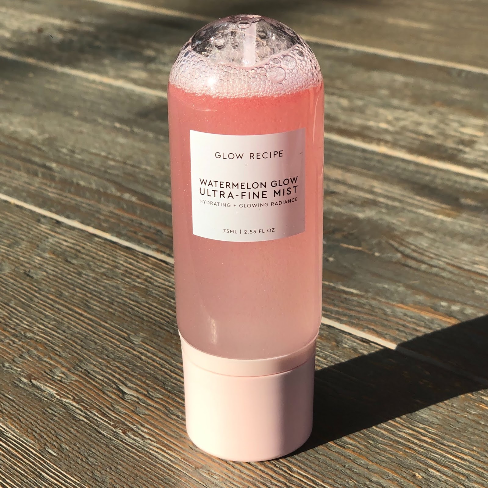 Glow Recipe Watermelon Glow UltraFine Mist bubbles and beauty