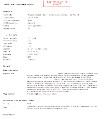 UFO Occurence Detail Report (FOI 201402471 Via Paul Dean)