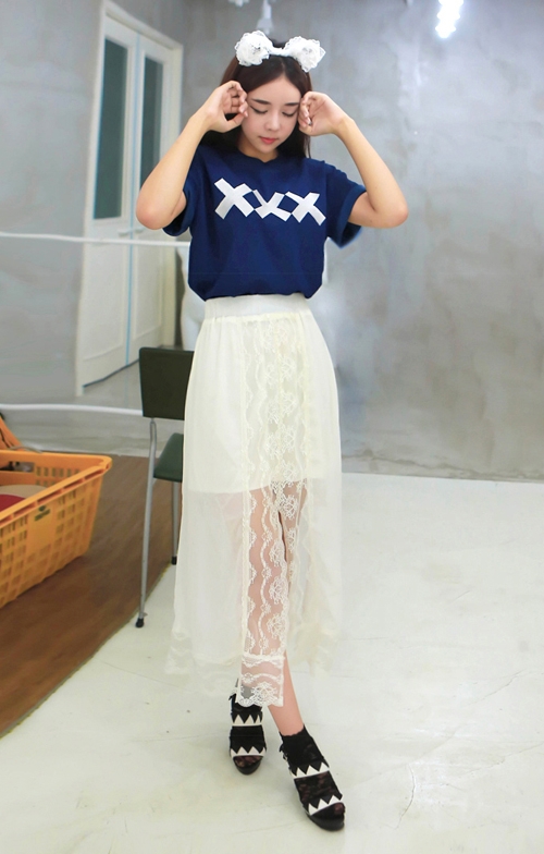 Lace Long Skirt KSTYLICK Latest Korean Fashion KPop Styles Fashion Blog