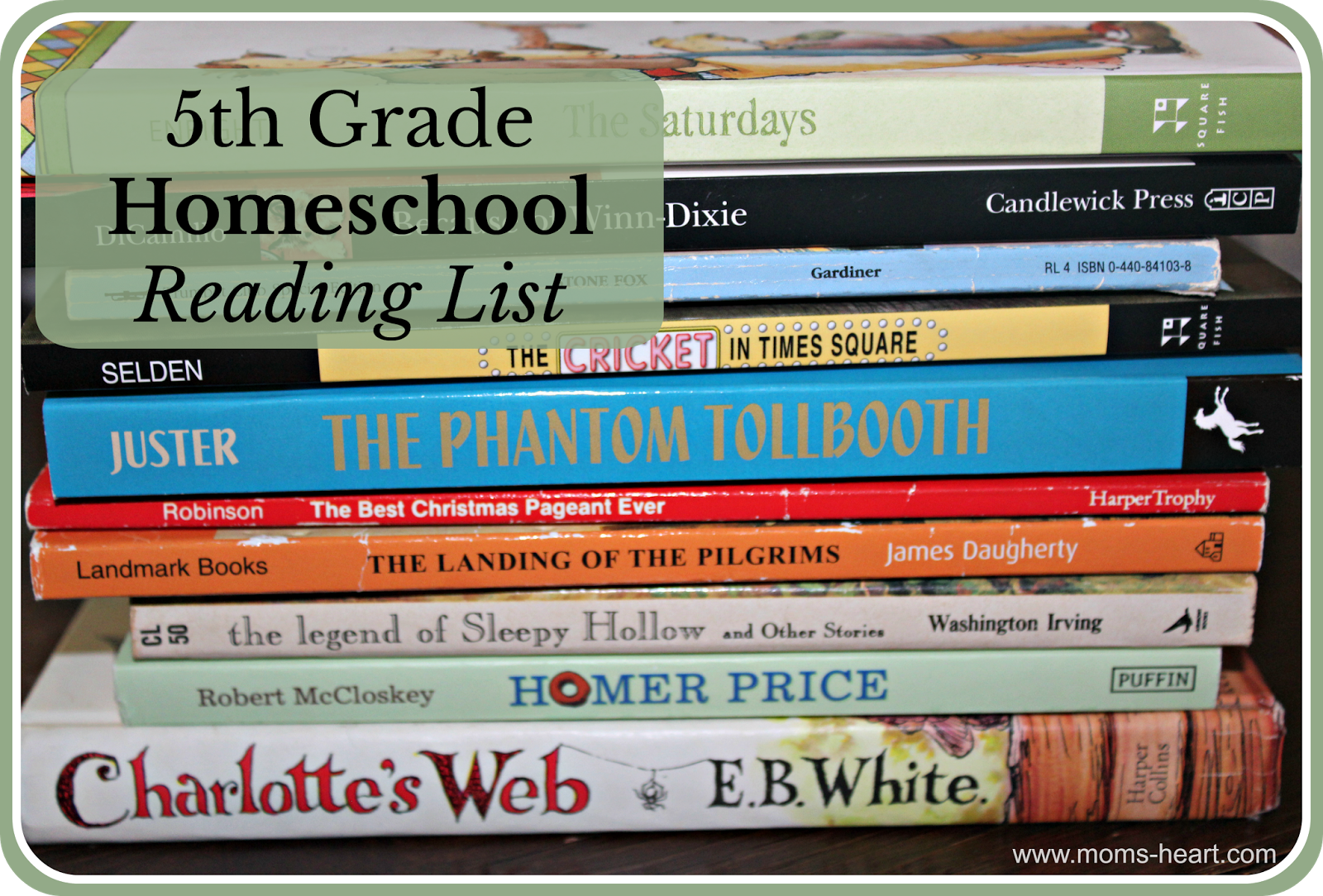 Mom's Heart 5th Grade Homeschool Reading List