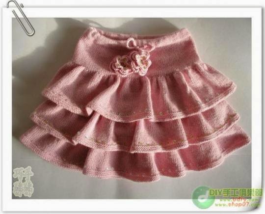 Falda con volados con dos agujas