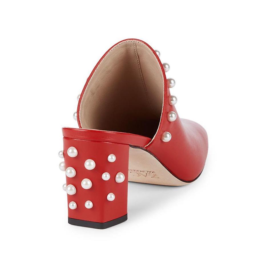 red pointed mules