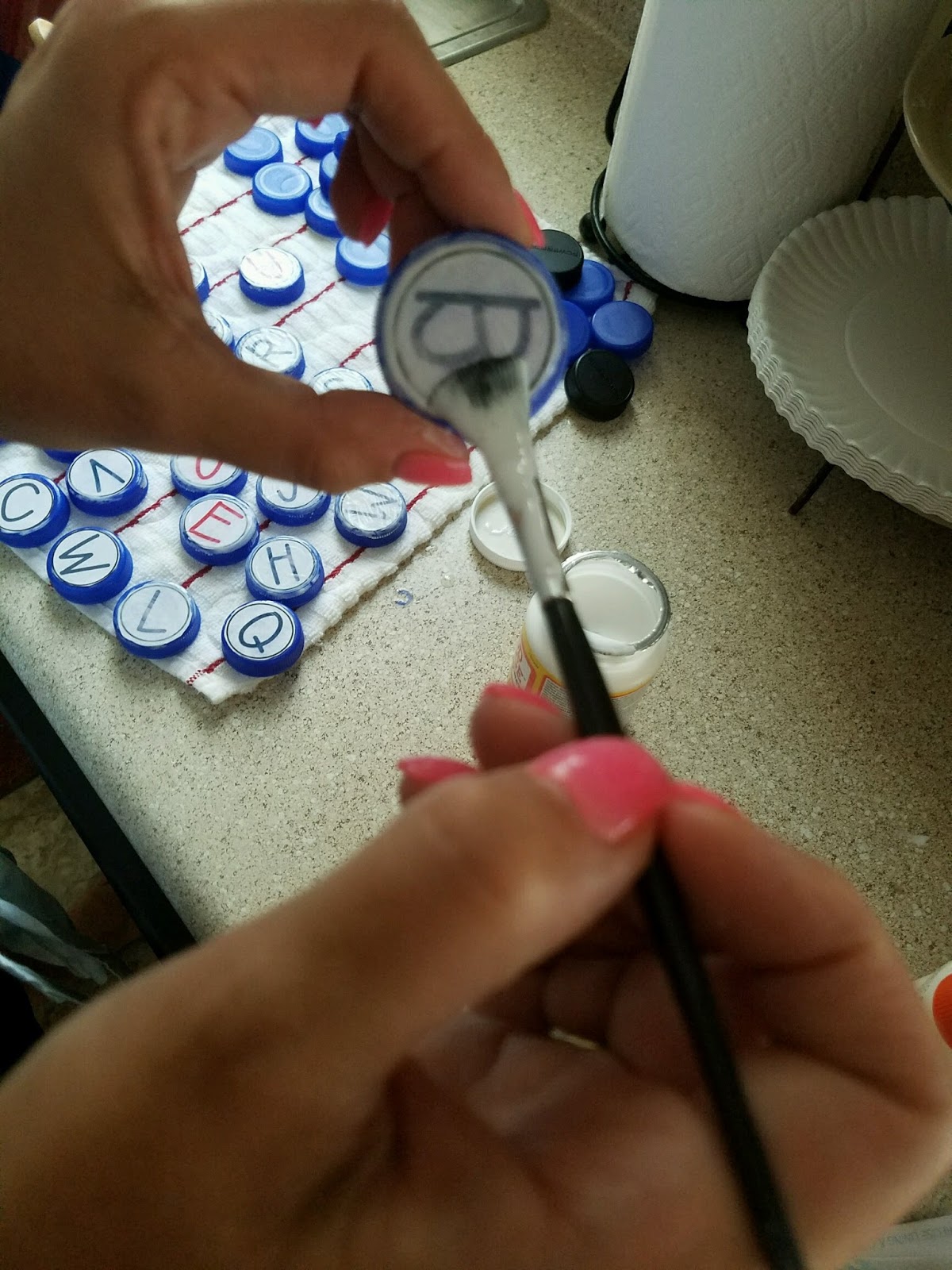 Shelly Belle's Kindergarten Milk Bottle Cap Game Learning Letters