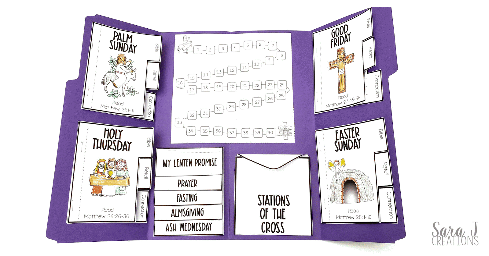 Use this Catholic Lent lapbook to help your students grow closer to Jesus through scripture and Catholic traditions & devotions.