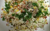 Grated cheese potato, crushed corn, parsley Chilli flakes oregano peppers mixture for corn cheese balls recipe