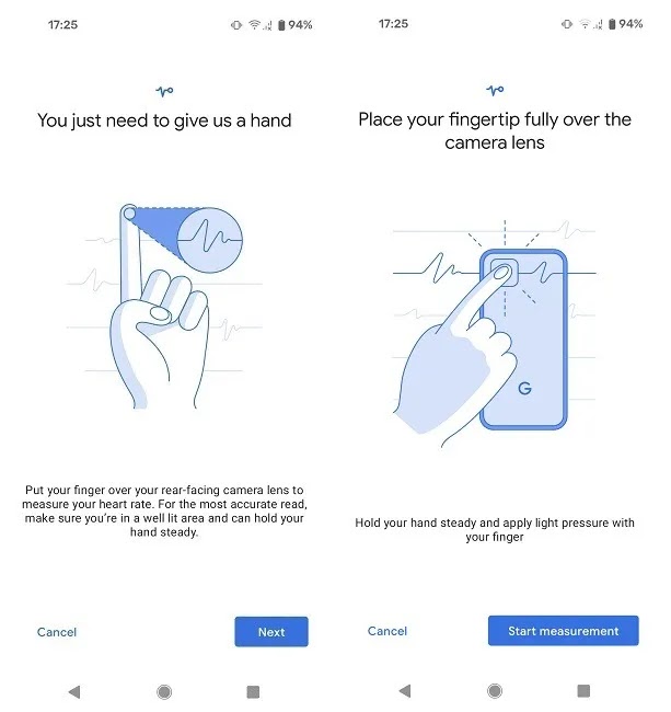 طريقة التتحقق من معدل نبضك وتنفسك باستخدام هاتف ذكي Pixel كيف تحقق من عدسة الكاميرا الرئيسية Pulse Pixel Place Finger