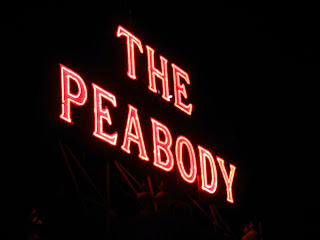 The Peabody Hotel rooftop sign in Memphis, TN
