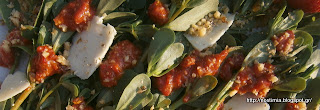 Σαλάτα με αντράκλα και σως φράουλας και goji berries-