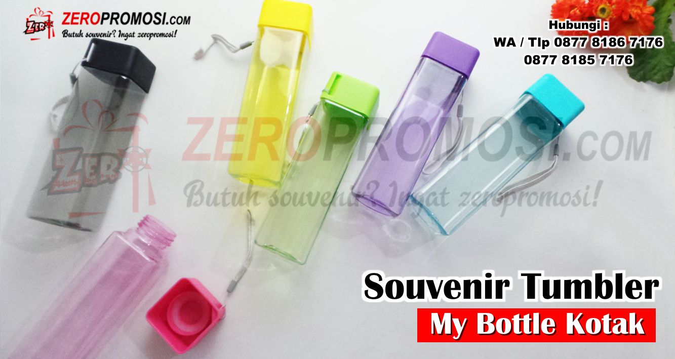 Souvenir Tumbler My Bottle Kotak Colorfull Custom Logo Murah zeropromosi souvenir barang