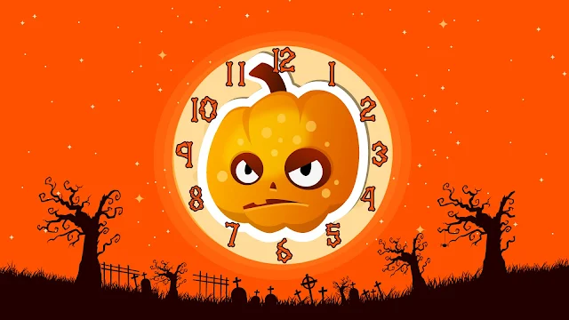 Halloween Bad Pumpkin Clock Screensaver