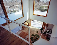Japanese Deck House Design Plan For Stepped Silhouette And Massive Windows