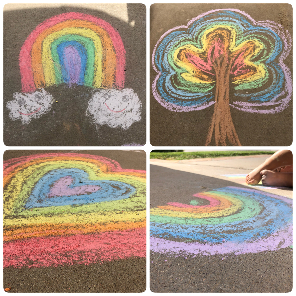 Sidewalk rainbow chalk