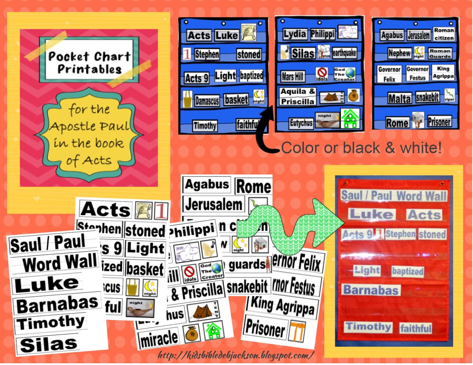 Paul Pocket Chart & Word Wall Bible Fun For Kids