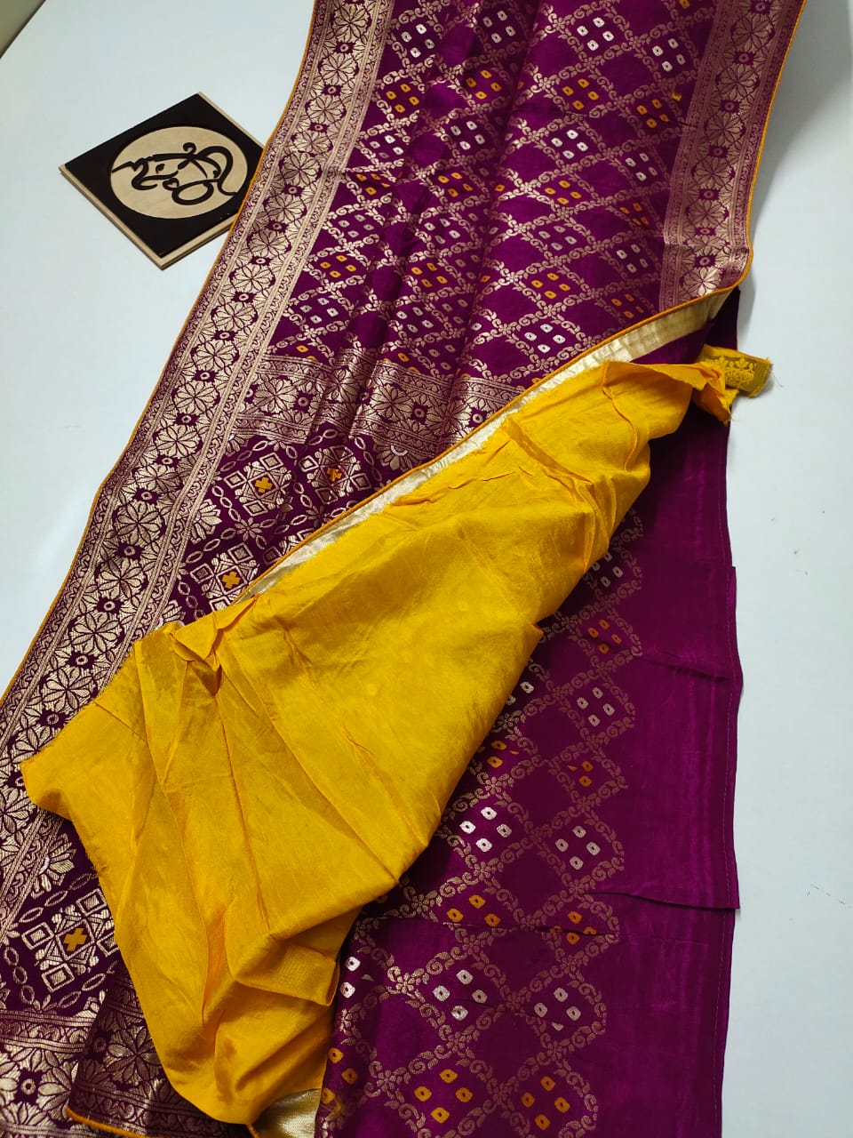 Moonga silk sarees with bandhini design