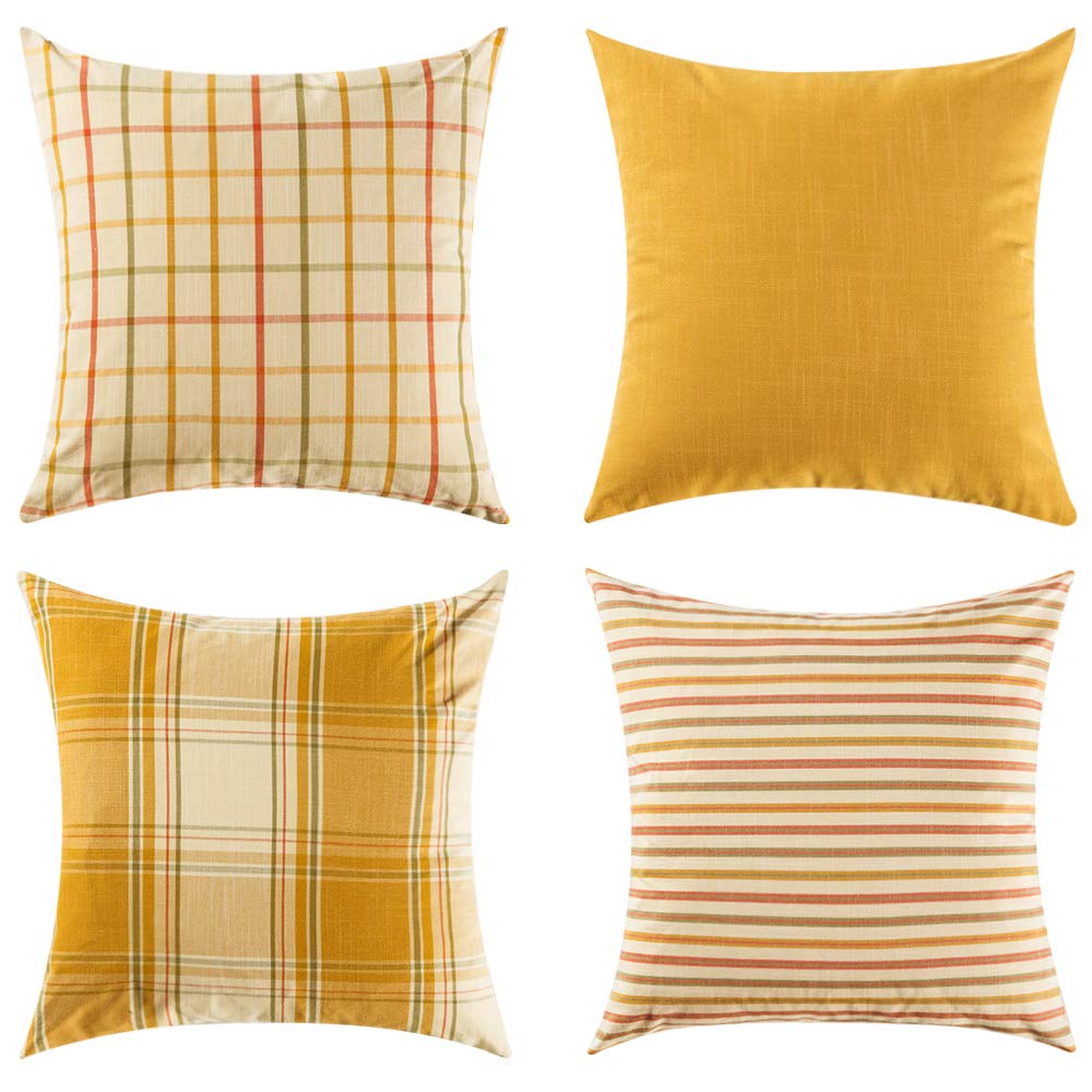 Fall Yellow Plaid Throw Pillows
