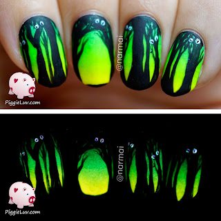 PiggieLuv: Freehand Epic Quest Story (5 glow in the dark manis!!!)