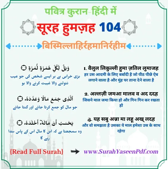 Surah Al Humazah in Hindi