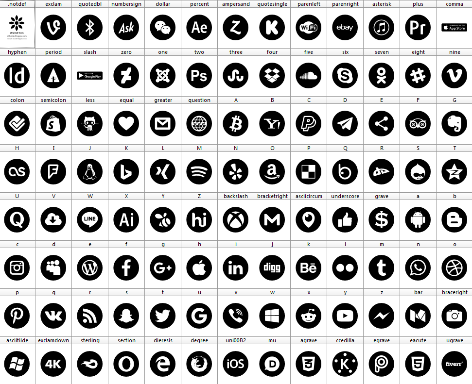 Download Font 100 Icons font ttf social media