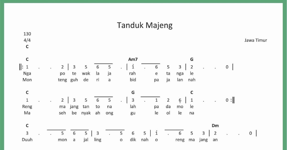 Not Angka Tanduk Majeng Seputar Musik Not Angka Tanduk Majeng Seputar Musik