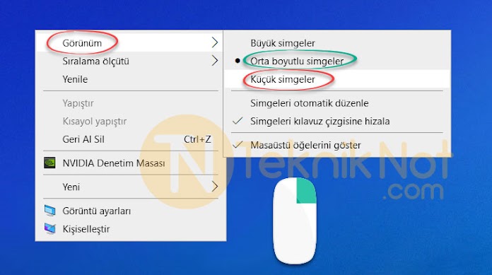 Windows 10 Masaüstü Simgelerinin Boyutunu Değiştirme