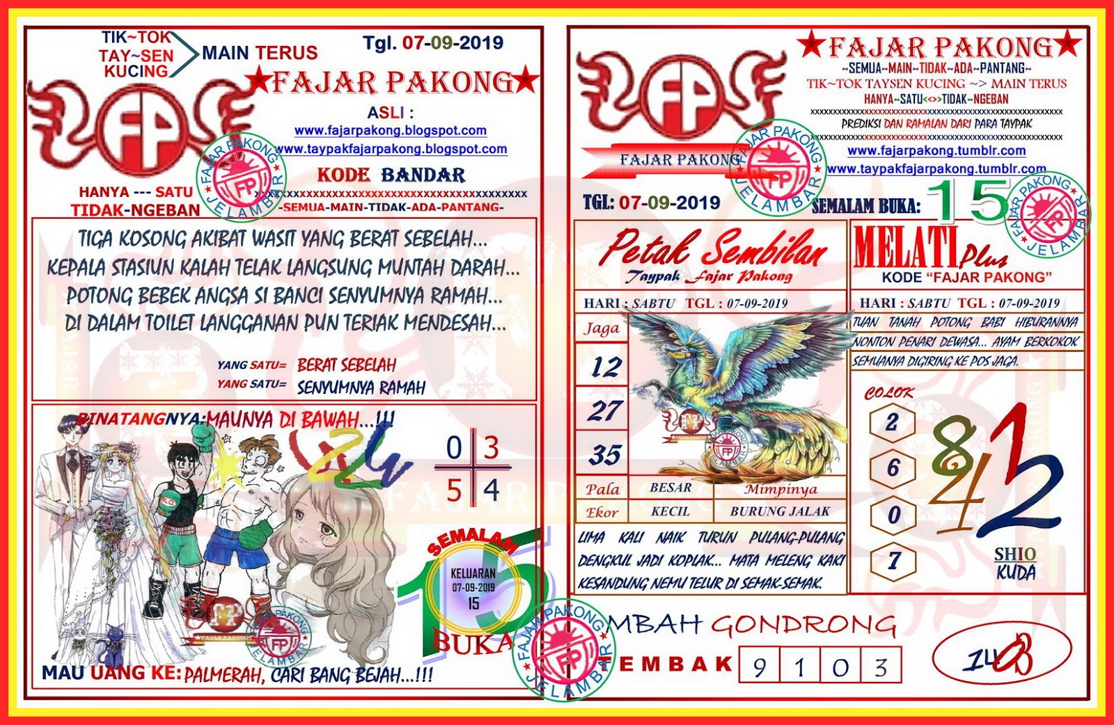 FAJAR PAKONG LAMA HARI INI Kode 07092019