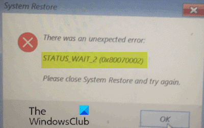 0x80070002、STATUS_WAIT_2