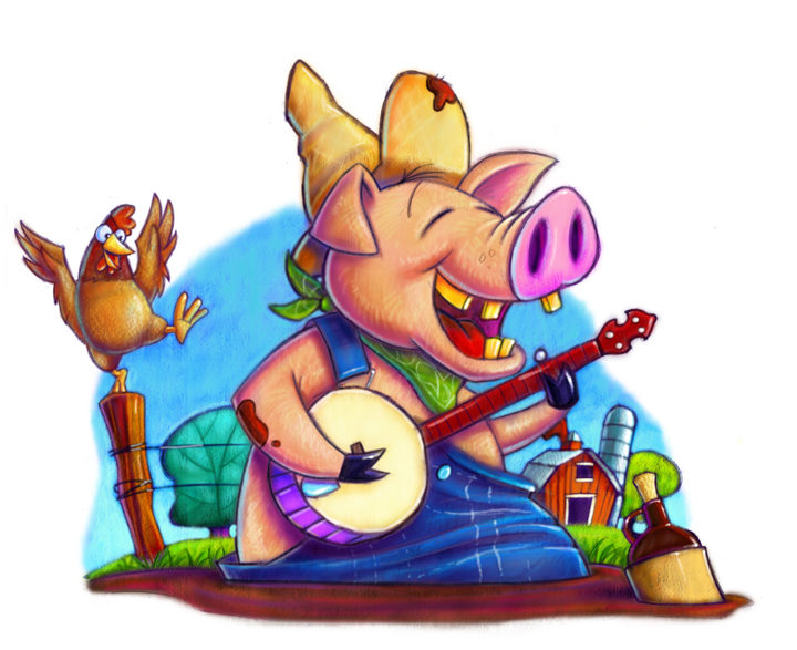 Pixel Shavings: Joe Bob Gristleneck the Banjo Playing Pig by Russ Cox