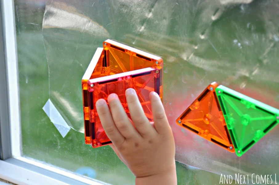 Building a 3D triangle on windows using Magna-Tiles from And Next Comes L