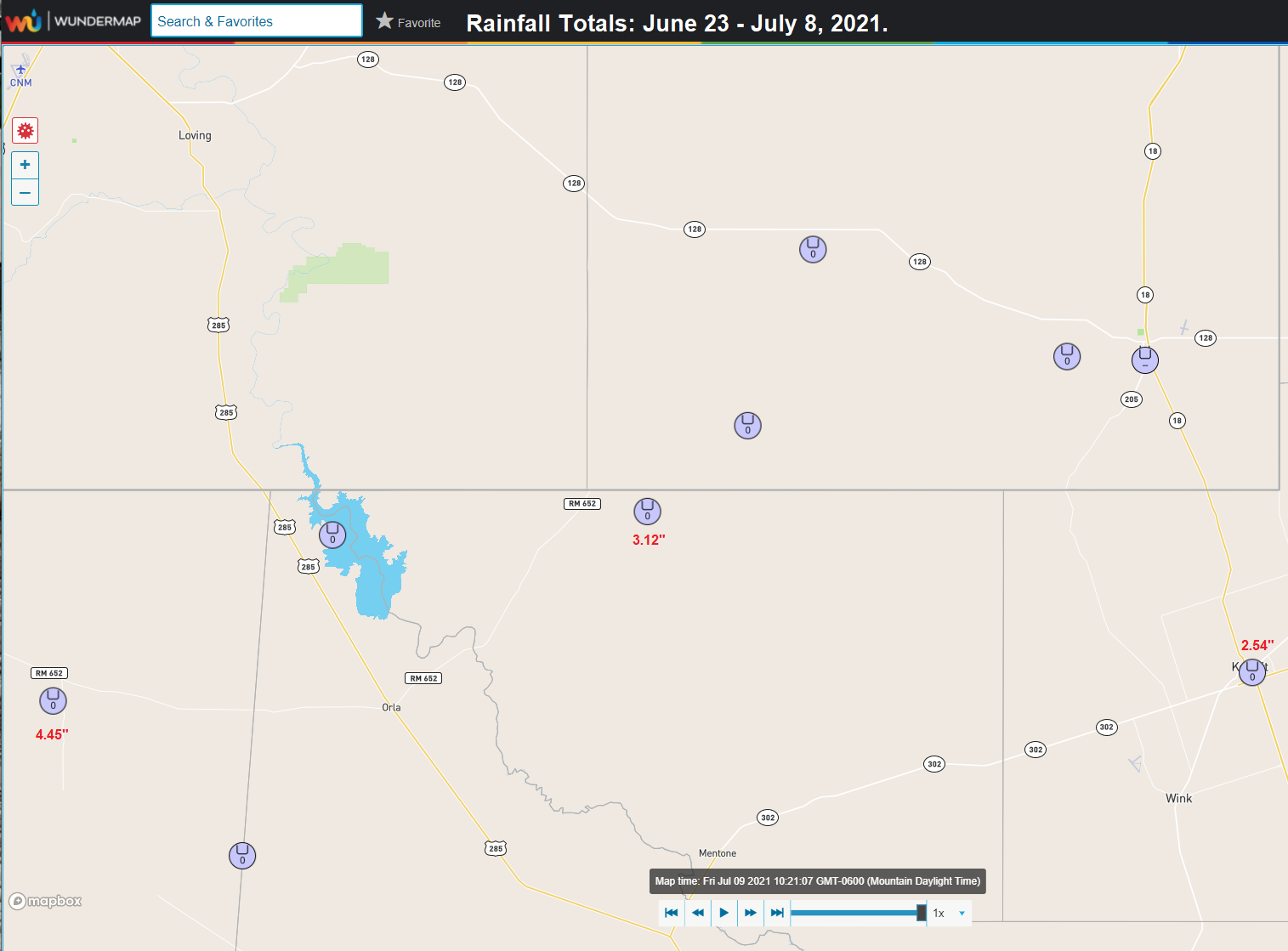 30Day SE NM Rainfall Totals June 9 July 9, 2021.