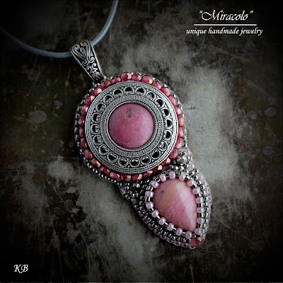 wisiorek z rodonitem, rhodonite pendant