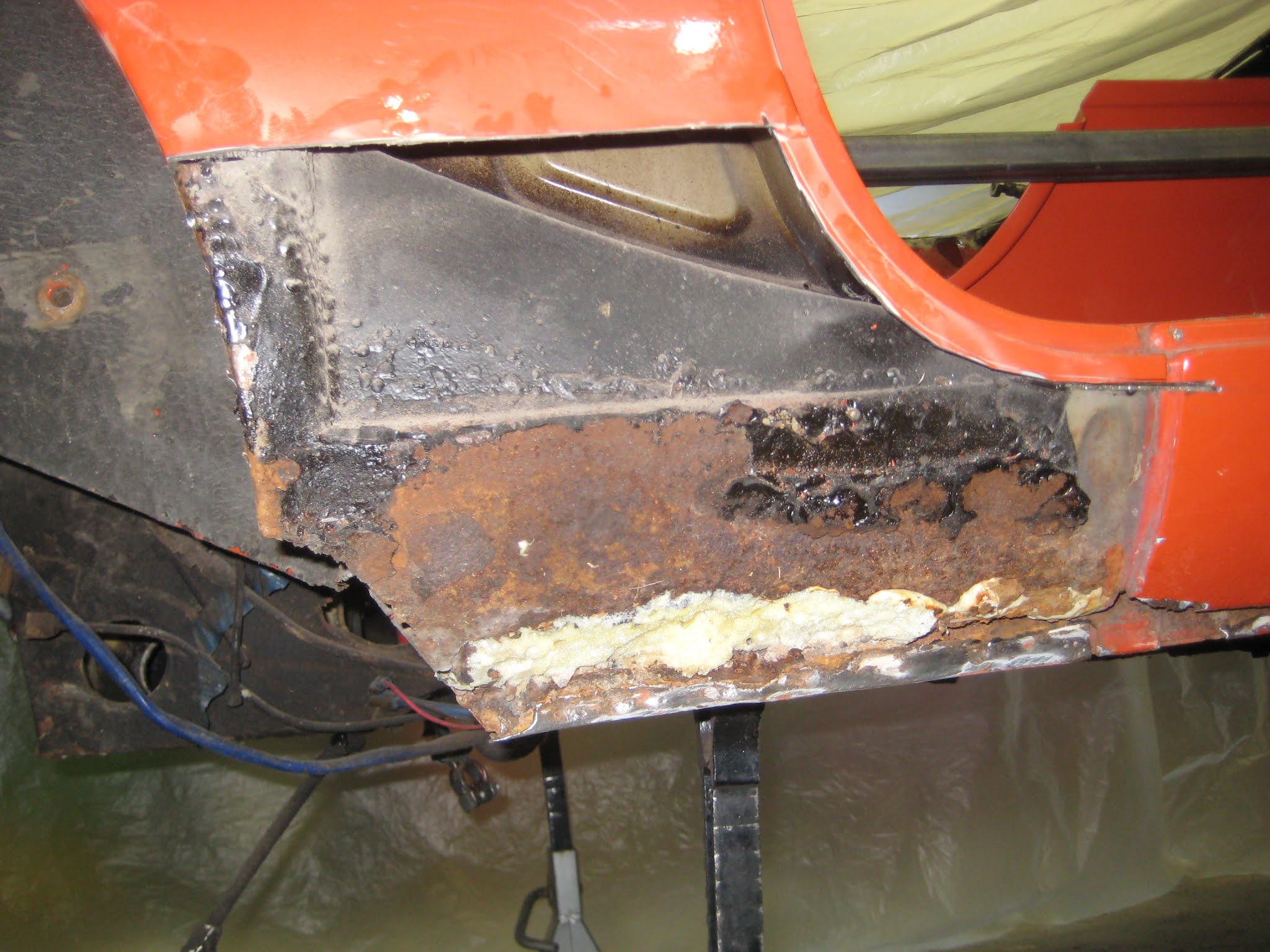 Adam's MGB Restoration Passenger Rocker Panel, Door Sill, and Inner Membrane Removal