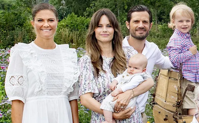 Crown Princess Victoria in By Malina, Princess Madeleine in LoveShackFancy, Princess Estelle in Patachou