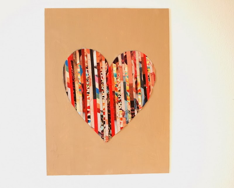 DIY Magazine Strip Silhouette Heart Art
