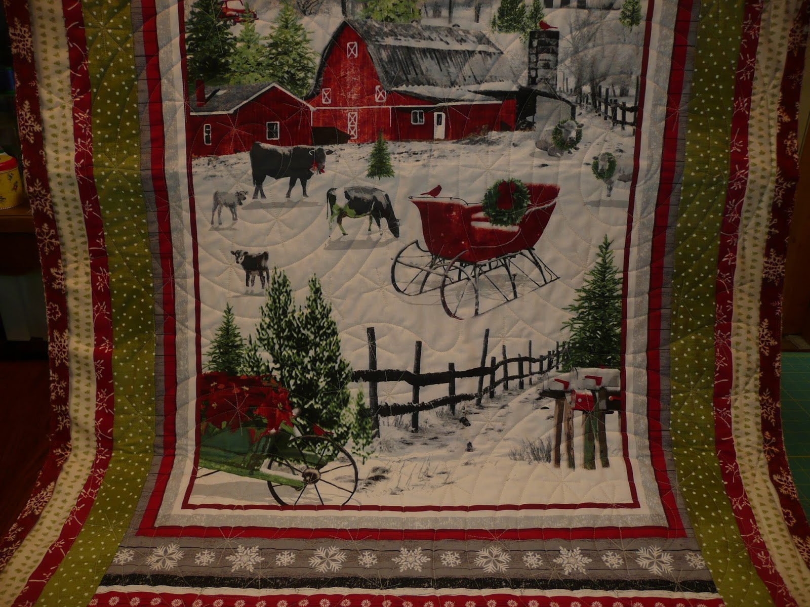 Acorn Ridge Quilting Christmas Farmyard Panel Quilt