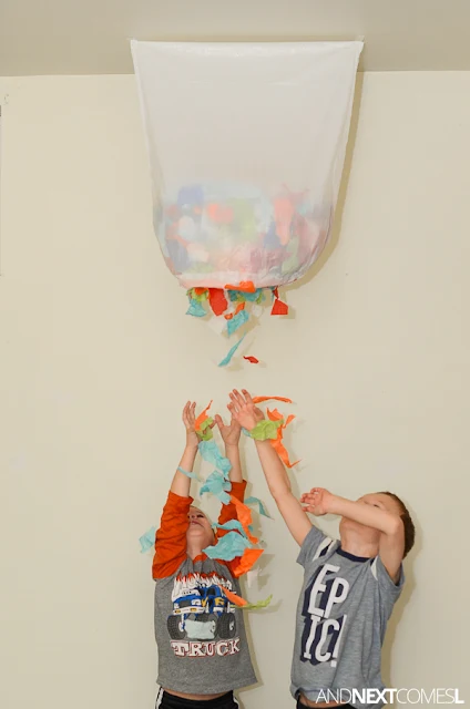 How to make an easy confetti drop as a New Year's Eve activity for kids